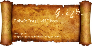 Gabányi Ákos névjegykártya